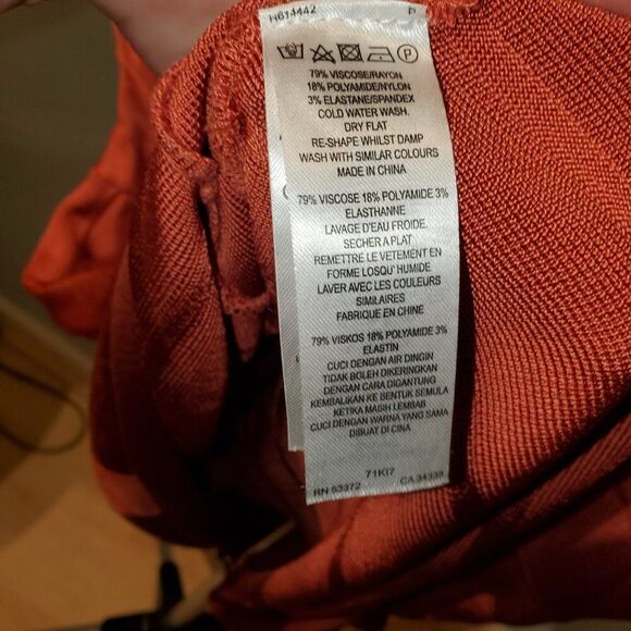 French Connection, Sz 16  Burnt Orange, Short Sleeve. Fall Dress - Picture 15 of 16